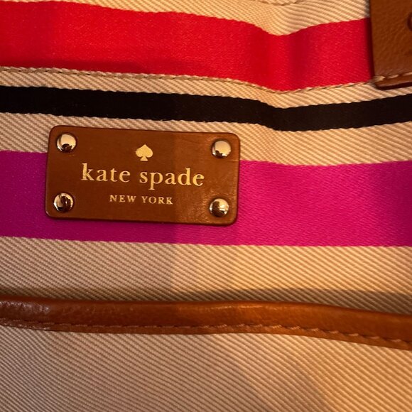 Kate Spade New York Oak Island Stripe Magazine Tote Pink Tan - Picture 8 of 11